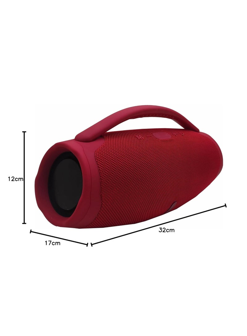 Booms Box 3 Wireless Speaker with 5 Hours Playtime - Dual USB Charging - Powerful Sound - 4000mAh Battery - Red  - Image 4