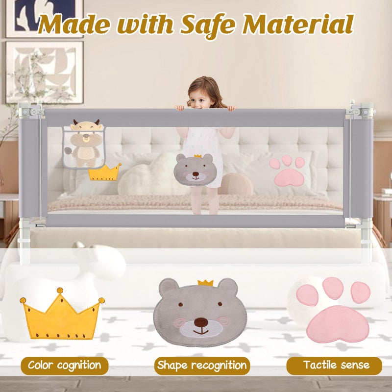 JWPEHOE Height Adjustable Bed Rail for Toddlers, Kids Safety Baby Bed Rail for Twin/Full/King/Queen Size Bed (3 Sides, 78 * 78 * 74 Inch) - Image 4