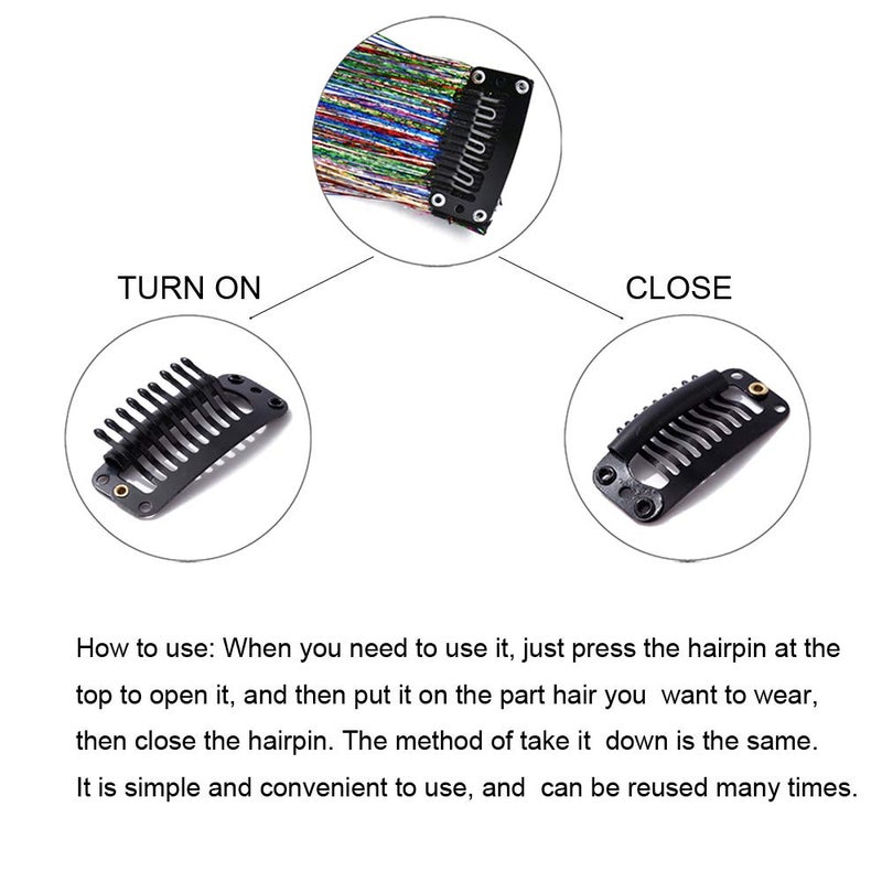 Edoneery 19.7 Inch Clip In Hair Fairy Tinsel Kit Clips Clip On Glitter Hair Tinsel Extensions 12 Colors - Image 3