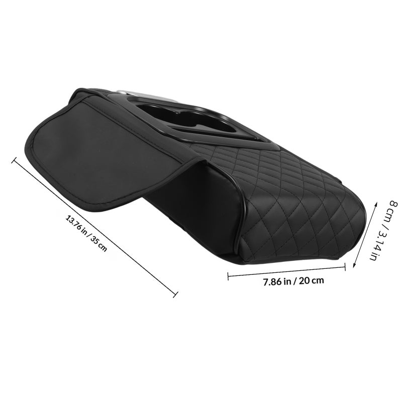 Universal Car Armrest Storage Box Pad With Cup Holder And Tissue Holder Car Interior Accessories Pu Leather Armrest Cushion - Image 2
