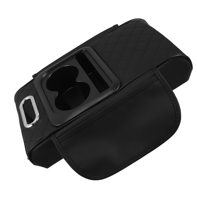 Universal Car Armrest Storage Box Pad With Cup Holder And Tissue Holder Car Interior Accessories Pu Leather Armrest Cushion - Image 1