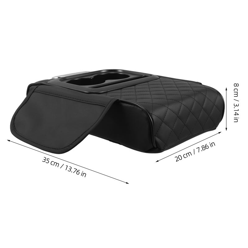 Universal Car Armrest Storage Box Pad With Cup Holder And Tissue Holder Car Interior Accessories Pu Leather Armrest Cushion - Image 3