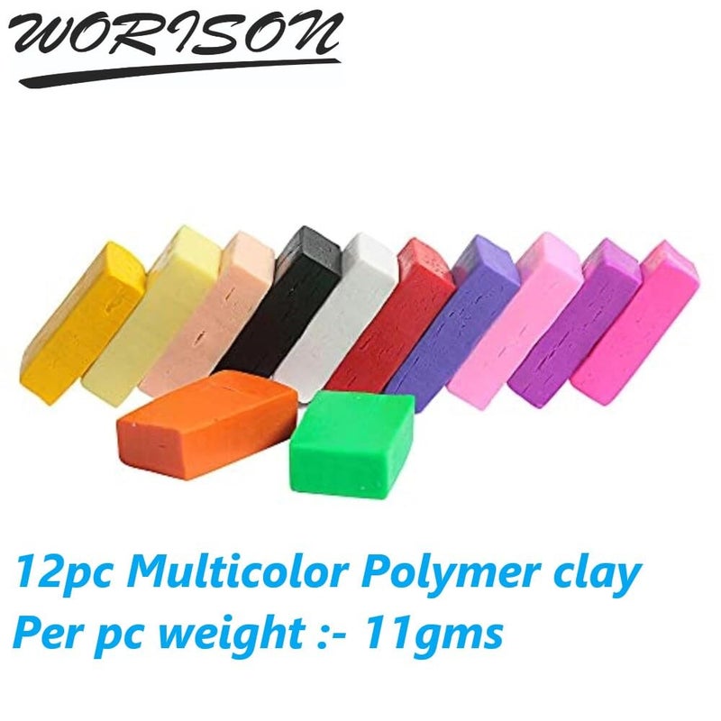 Worison Worison Polymer Oven Bake Clay for Jewelry Making, Sculpting Art, Earrings, DIY Modeling - Pack of 12pc, Multicolor, 150g  - Image 2