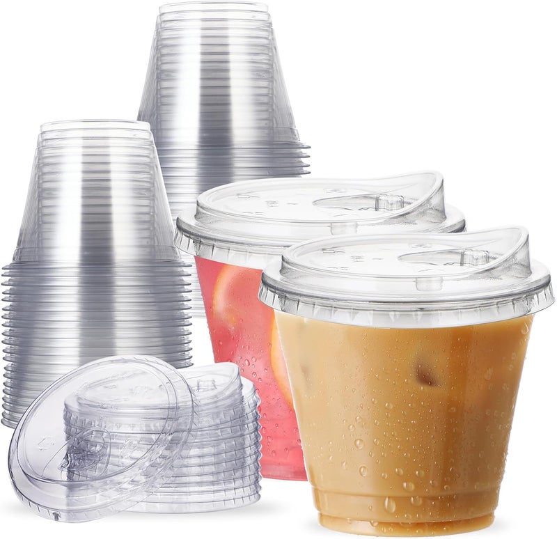 Aatriet 9 oz Clear Plastic Cups with Strawless-Sip-Lids, 25 Sets Disposable Cups Plastic Iced Coffee Cups, To Go Cups with Sip Through Lids for Smoothie, Milkshake, Cold Drinks for Party, Wedding, Event - Image 1