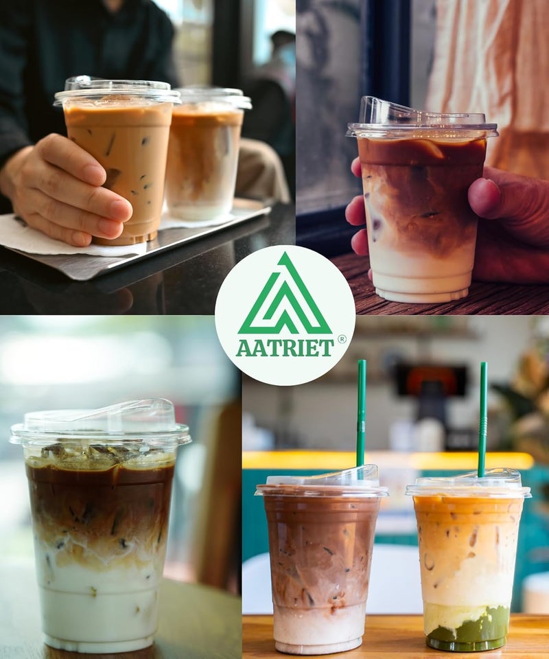 Aatriet 9 oz Clear Plastic Cups with Strawless-Sip-Lids, 25 Sets Disposable Cups Plastic Iced Coffee Cups, To Go Cups with Sip Through Lids for Smoothie, Milkshake, Cold Drinks for Party, Wedding, Event - Image 5