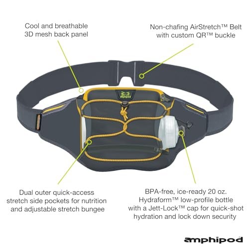 Amphipod FullTilt AirStretch Trail OffRoad Bottle Pack Ergonomic Hydration Storage for Trail Road Runners Walkers SlateSolar Yellow OSFM - Image 3