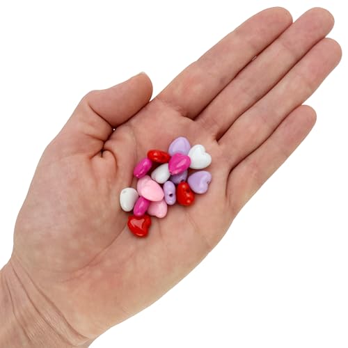 Craft Making Shop 500 Heart Shaped Acrylic Beads 10mm x 11mm Beads with 2.1mm Hole, Mixed Colors - Image 2