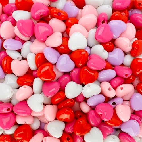 Craft Making Shop 500 Heart Shaped Acrylic Beads 10mm x 11mm Beads with 2.1mm Hole, Mixed Colors - Image 5