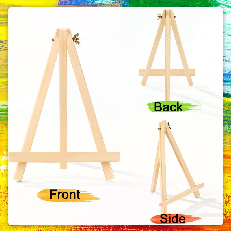 AROIC 12 Pack 9 Inch Wood Easels, Easel Stand for Painting Canvases, Art, and Crafts, Tripod, Painting Party Easel, Kids Student Tabletop Easels for Painting, Portable Canvas Photo Picture Sign Holder - Image 4
