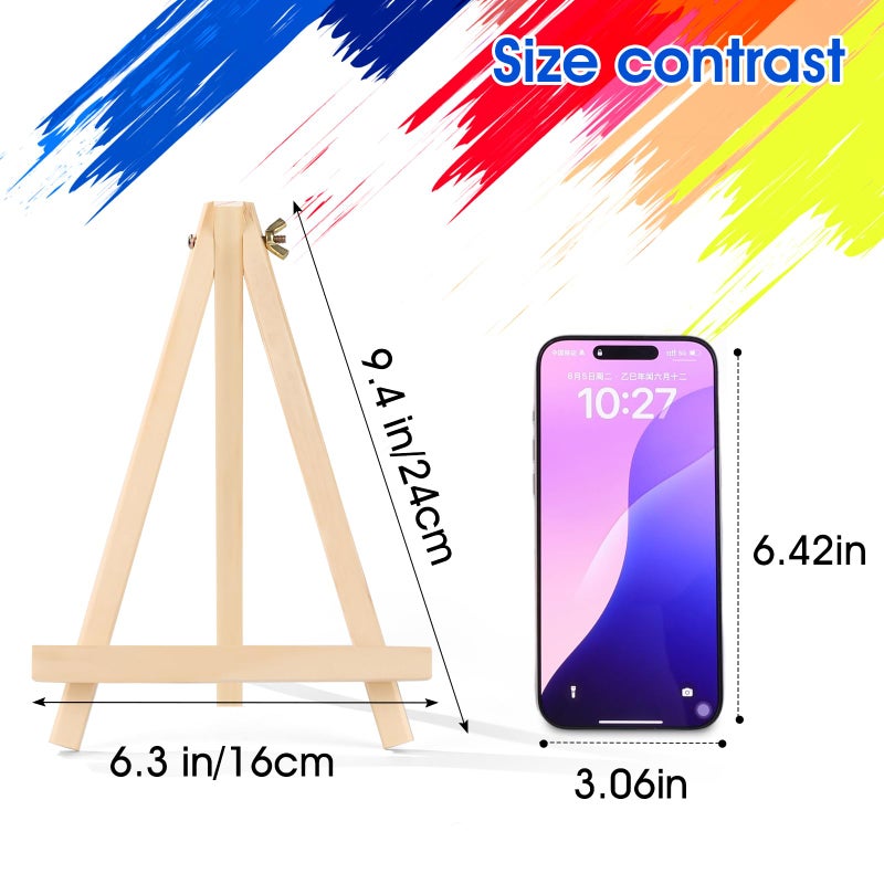 AROIC 12 Pack 9 Inch Wood Easels, Easel Stand for Painting Canvases, Art, and Crafts, Tripod, Painting Party Easel, Kids Student Tabletop Easels for Painting, Portable Canvas Photo Picture Sign Holder - Image 2
