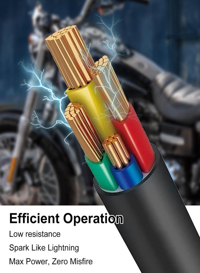 TIKSCIENCE 10.4mm Spark Plug Wires Fit for Harley-Davidson Big Twin Dyna Super Glide Wide Glide Low Rider 2000-2017, Fit for Softail Springer Slim Deluxe Deuce 1999-2017, Black - Image 2