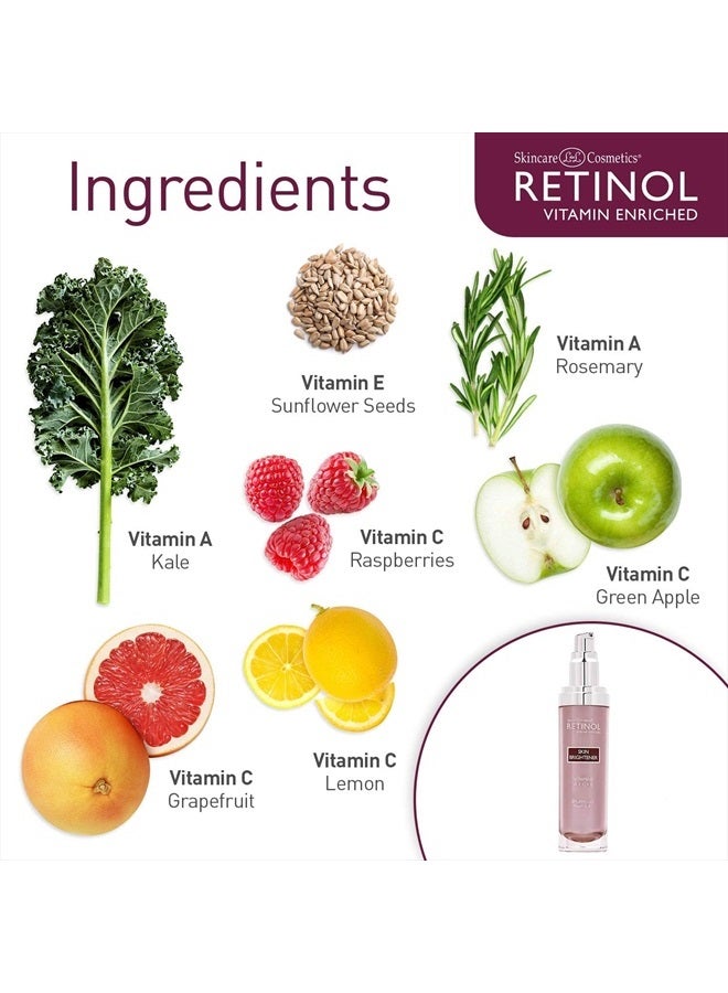 RETINOL مُضيء البشرة بالريتينول - العلامة التجارية الأصلية للريتينول - مصحح لون البشرة يُنعّم ويُجدّد الوجه للحصول على إشراقة صحية - يُقلل من الخطوط الدقيقة والتجاعيد مع مستخلصات النباتات والفواكه، فيتامين A وC وE - Image 3