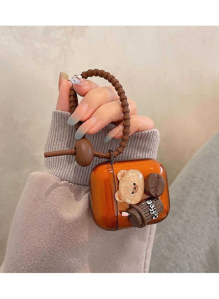 Sugar Colored 3D Teddy Bear With Chain Suitable For Apple Bluetooth Earphone Protective Case