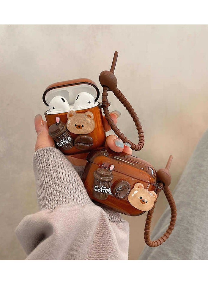 Sugar Colored 3D Teddy Bear With Chain Suitable For Apple Bluetooth Earphone Protective Case
