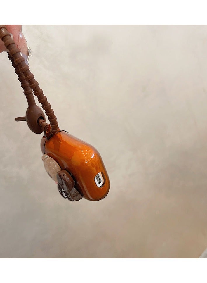 Sugar Colored 3D Teddy Bear With Chain Suitable For Apple Bluetooth Earphone Protective Case