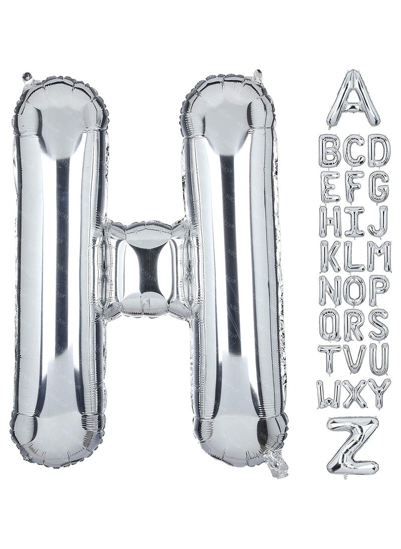 Goldedge 32 Inch Giant Silver Letter H Foil Helium Balloons Big Single Mylar Balloon Birthday Party Decoration Supply Baby Shower (Silver H)  - Image 1