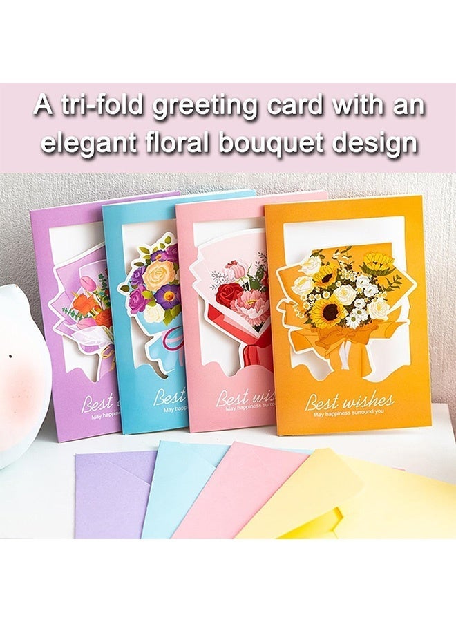 Quantum 8 PCS Floral Blank Cards and Envelopes, Blank Note Cards with envelopes, Three-fold Design Greeting Cards for All Occasion - Image 5