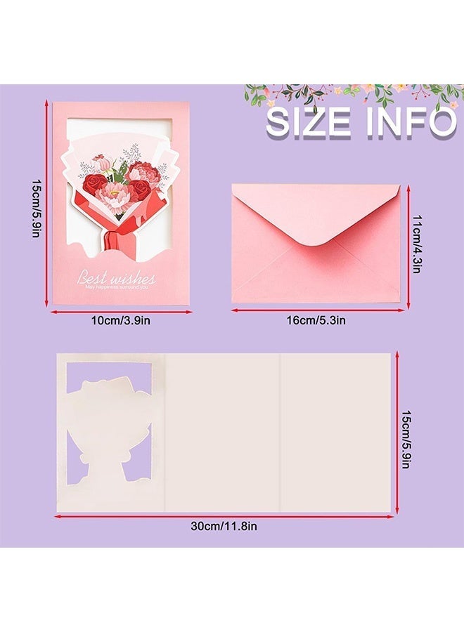 Quantum 8 PCS Floral Blank Cards and Envelopes, Blank Note Cards with envelopes, Three-fold Design Greeting Cards for All Occasion - Image 2