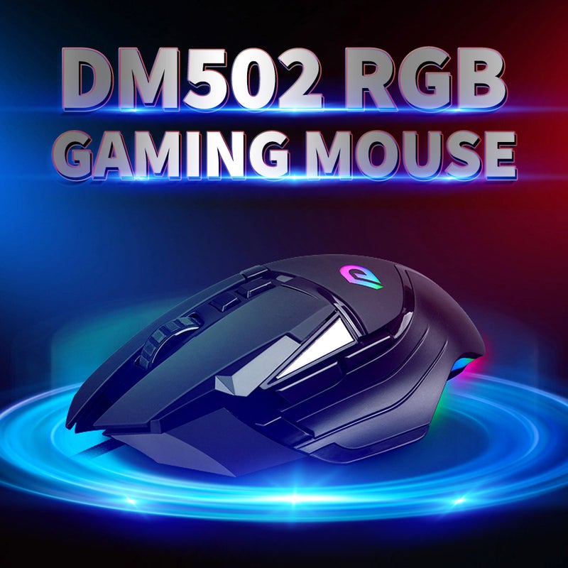 DM502 Wired Gaming Ergonomic Mice with Optical Engine Maximum 7200DPI 8 Programmable Buttons Colorful RGB Light Effect - Image 5