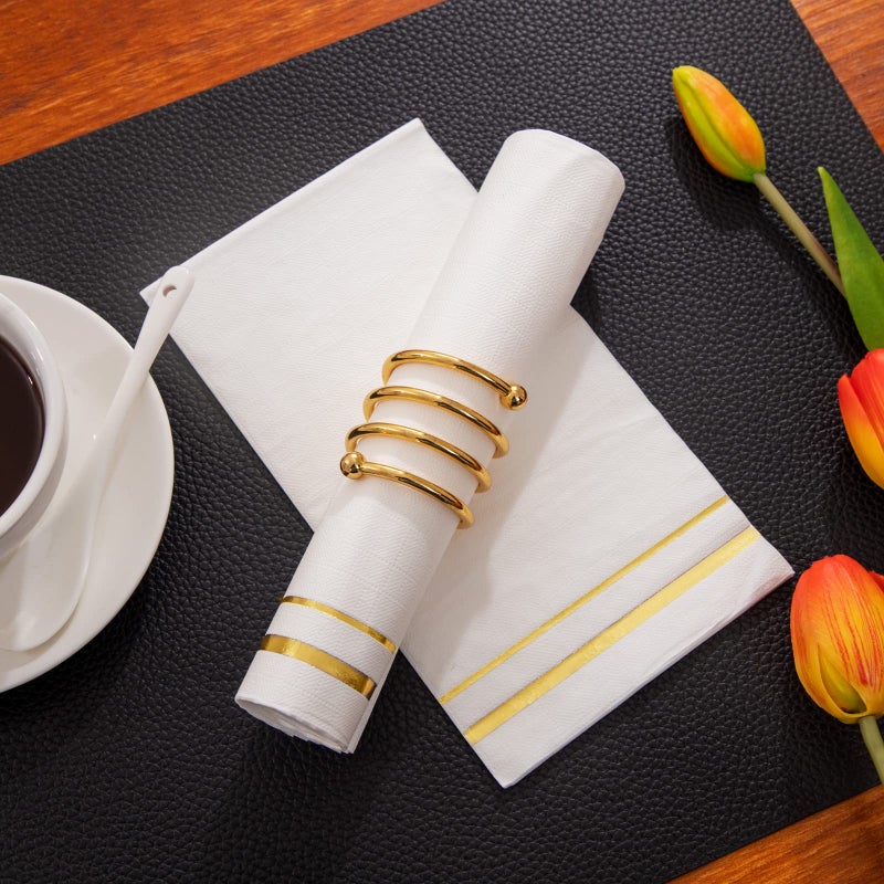 BUCLA 100-Count 3-Ply Disposable Napkins - Gold Paper Napkins Disposable Premium Quality - Thanksgiving Napkins/Dinner Napkins Disposable Soft, Absorbent for parties, weddings, Kitchen - Image 5