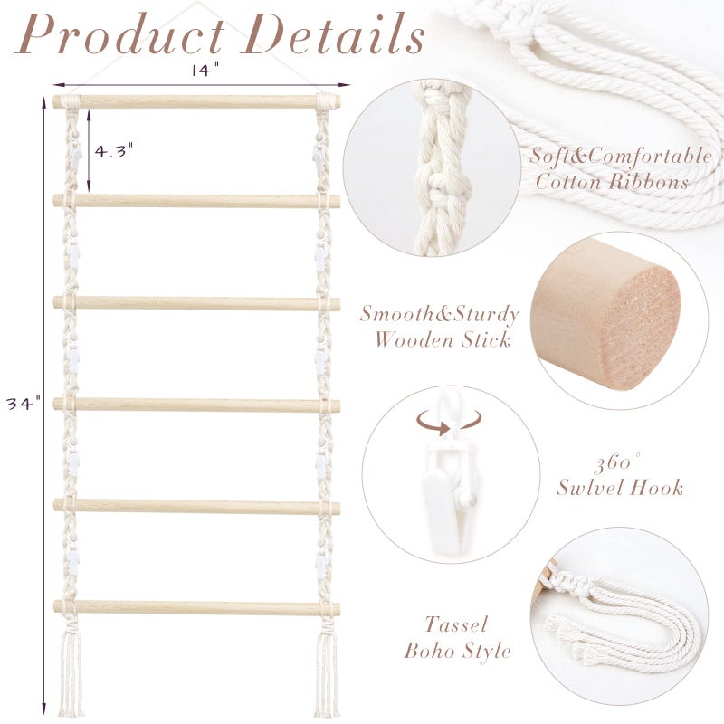 SNOWSTAR Macrame Hair Claw Clip Organizer,Hanging Hair Clip Holder and Storage for Women Girls,Claw Clip Hanger Home Decor for Wall,Door,Closet - Image 2