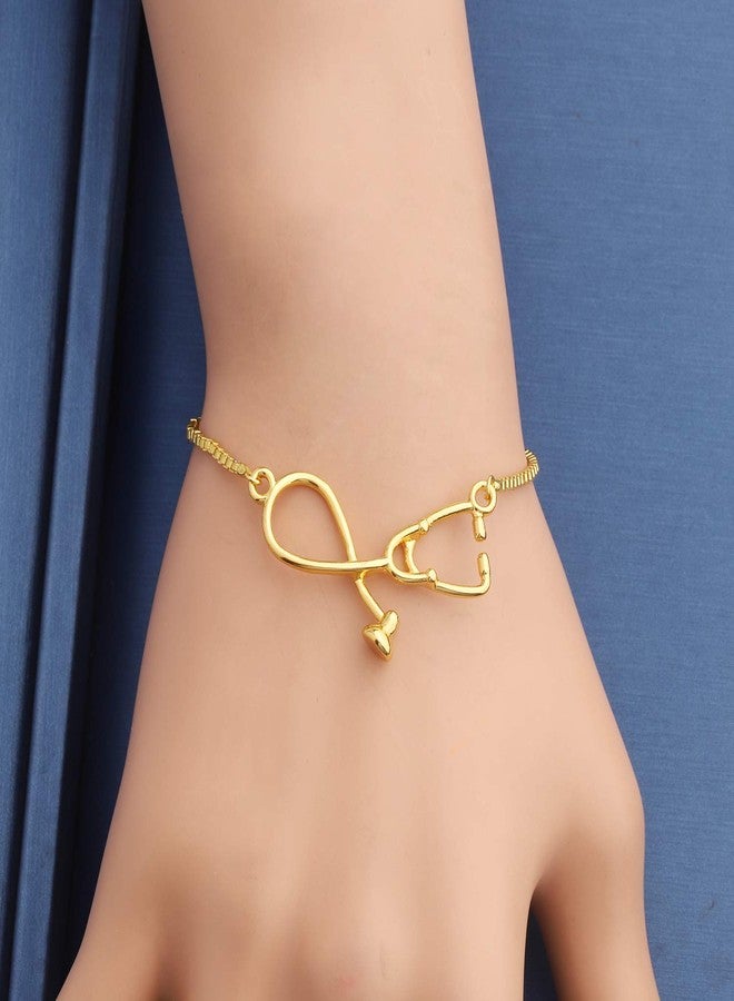 MYOSPARK Stethoscope Adjustable Chain Bracelet Medical Jewelry Gift for Doctor Nurse Medical Student (Stethoscope Bracelet Gold) - Image 5