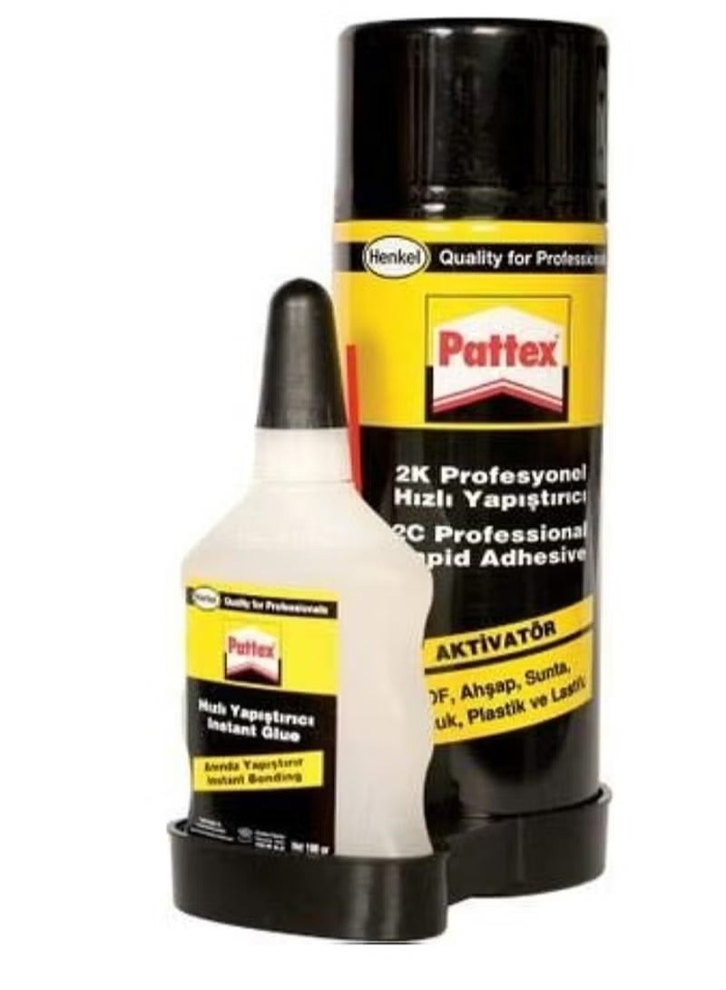 Pattex 2K Glue Set (3 Pieces) - Ultra Fast Adhesive and Bonding Strength - Professional Solutions for Various Materials - For Workshops and Factories - Triple Pack - Image 1