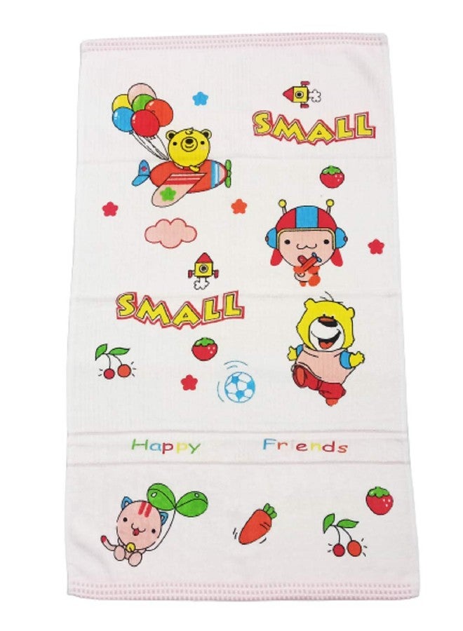 DEPURIKA Sharma Clothing Absorbent Cartoon Animal Printed Baby and Kids Super Soft Cotton Square Bath Towel (Pink) - Image 1