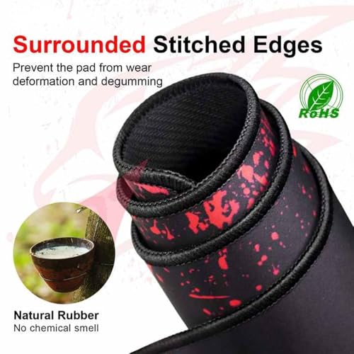 KRESHU Leopard Non-Slip Rubber Base Mouse Mat 700 * 300 * 2mm Large Size Table Mat Stitched Edge Mousepad Gaming Mat Desk Mat Suitable for PC, Computer, Laptop (Red Leopard, 1-Pcs) - Image 3