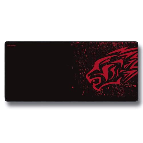 KRESHU Leopard Non-Slip Rubber Base Mouse Mat 700 * 300 * 2mm Large Size Table Mat Stitched Edge Mousepad Gaming Mat Desk Mat Suitable for PC, Computer, Laptop (Red Leopard, 1-Pcs) - Image 1