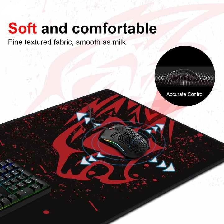 KRESHU Leopard Non-Slip Rubber Base Mouse Mat 700 * 300 * 2mm Large Size Table Mat Stitched Edge Mousepad Gaming Mat Desk Mat Suitable for PC, Computer, Laptop (Red Leopard, 1-Pcs) - Image 5