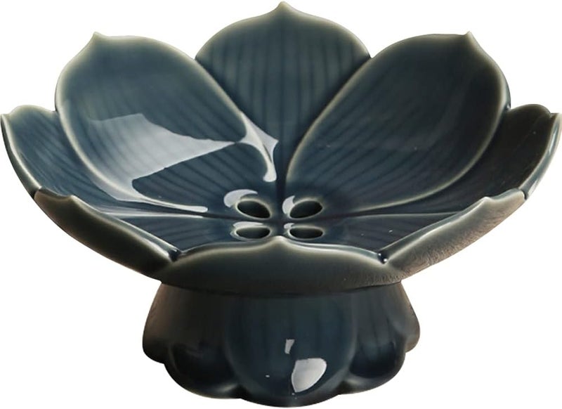 Kelendle Pedestal Fruit Bowl Centerpiece Decorative Compote Footed Bowl Ceramics Dessert Serving Bowl Tray Display Stand Lotus Drain Plate for Kitchen Counters for Fruits Breads Snacks Green - Image 1