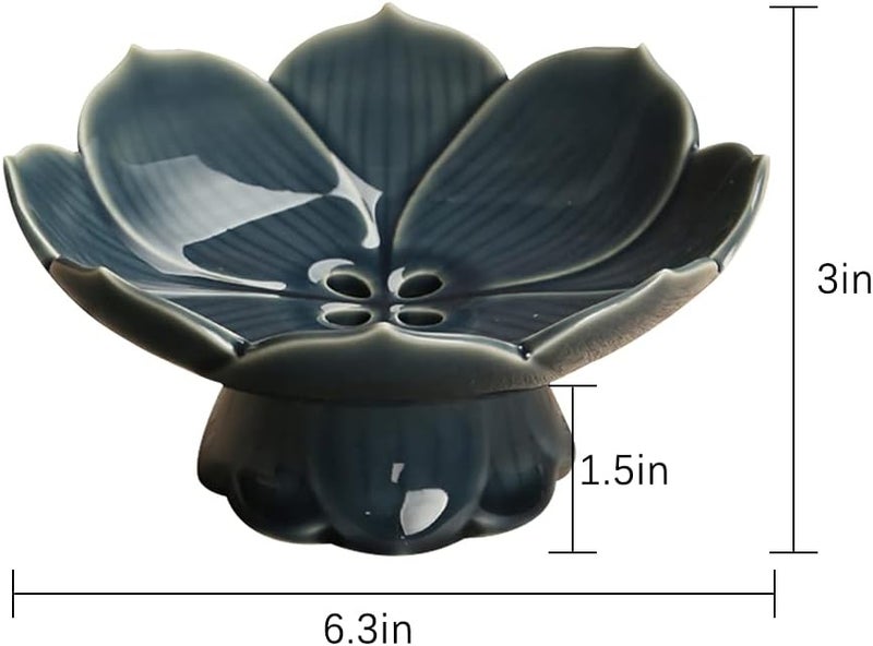 Kelendle Pedestal Fruit Bowl Centerpiece Decorative Compote Footed Bowl Ceramics Dessert Serving Bowl Tray Display Stand Lotus Drain Plate for Kitchen Counters for Fruits Breads Snacks Green - Image 2
