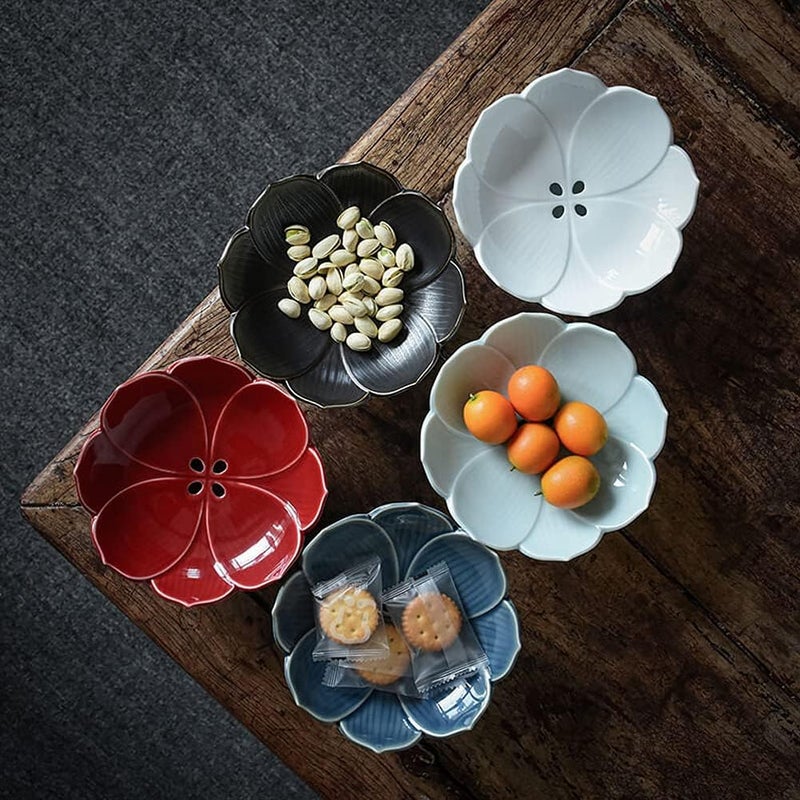 Kelendle Pedestal Fruit Bowl Centerpiece Decorative Compote Footed Bowl Ceramics Dessert Serving Bowl Tray Display Stand Lotus Drain Plate for Kitchen Counters for Fruits Breads Snacks Green - Image 5