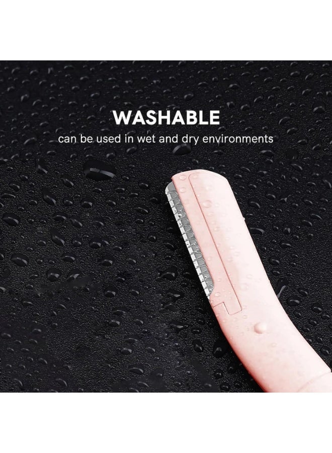 MJZ 3 Pack Eyebrow Razors, Stainless Steel Blade, Facial Hair Remover, Dermaplaning Tool, Travel Friendly, for Eyebrows, Upper Lip, for Women Men(Pink) - Image 3