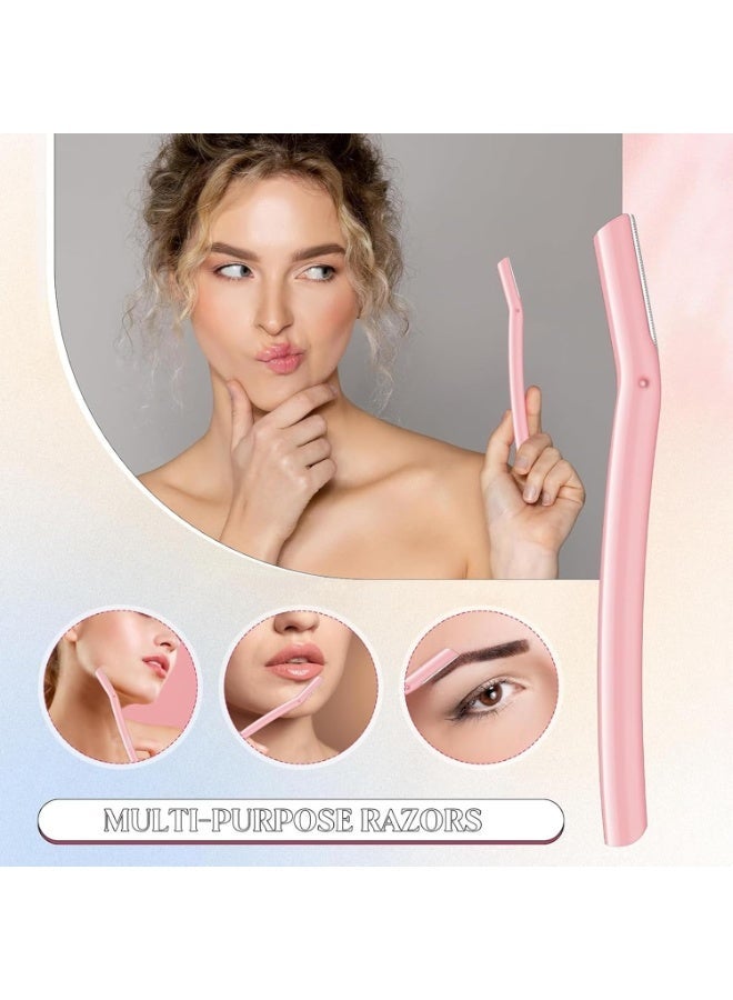 MJZ 3 Pack Eyebrow Razors, Stainless Steel Blade, Facial Hair Remover, Dermaplaning Tool, Travel Friendly, for Eyebrows, Upper Lip, for Women Men(Pink) - Image 2