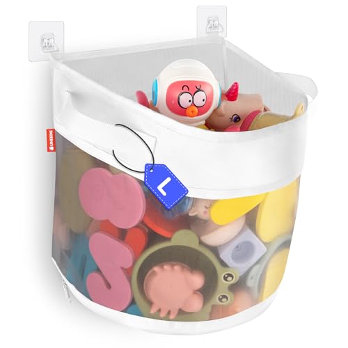 UNEEDE Bath Toy Organizer415 Gallons Bathtub Toy Storage OrganizerQuick Access Bath Toy Holder For BathtubBaby Organizer And StorageQuick Dry Baby Bath Toy Storage For TubMesh Shower CaddyGray - Image 1