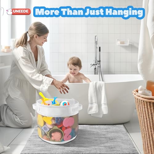 UNEEDE Bath Toy Organizer415 Gallons Bathtub Toy Storage OrganizerQuick Access Bath Toy Holder For BathtubBaby Organizer And StorageQuick Dry Baby Bath Toy Storage For TubMesh Shower CaddyGray - Image 3