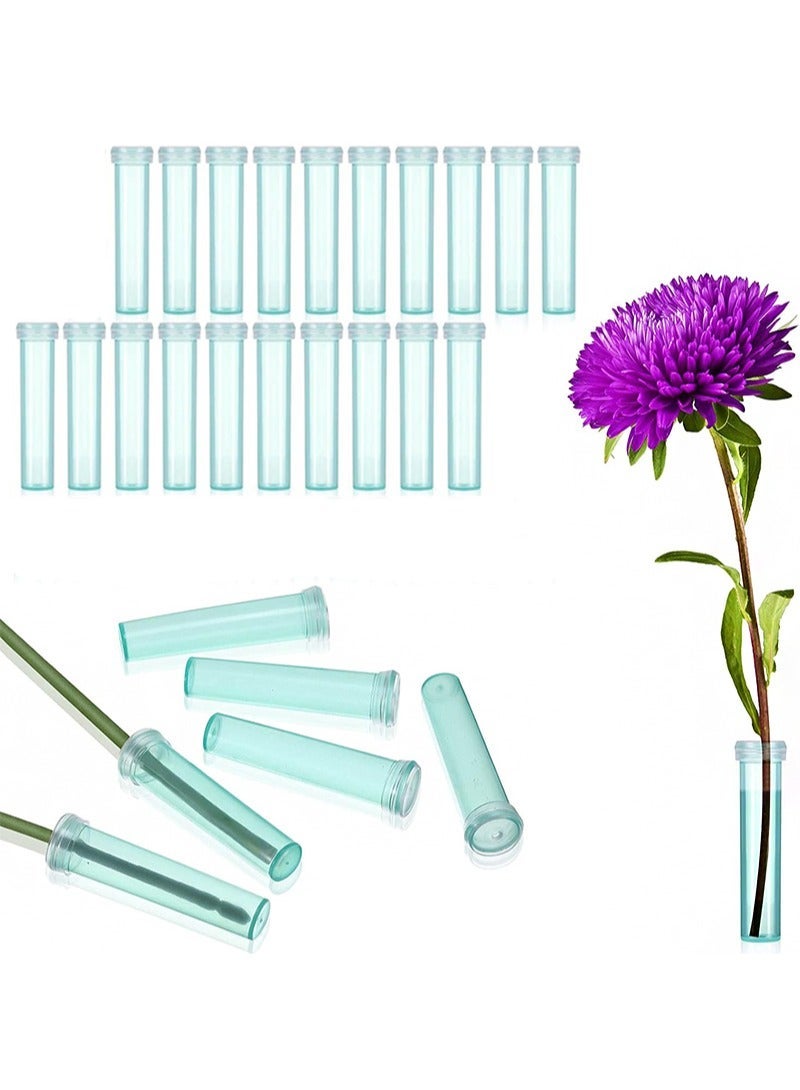 Aikanbo 20 Pieces 2.8 Inches Floral Water Tubes Clear Plastic Flower Water Tubes Water Tubes for Flowers Rose Flower Water Vials with Rubber lids Floral Picks for Fresh Flower Arrangement Decoration - Image 1