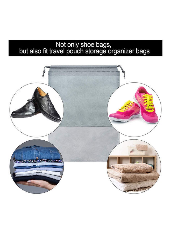15-Piece Non-Woven Dust Proof Travel Shoe Bags Fabric Grey 32x44cm - Image 4