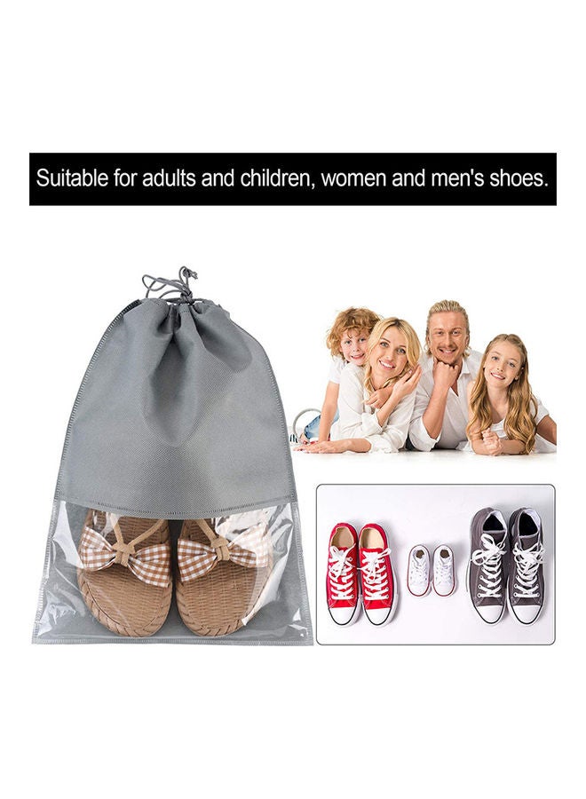 15-Piece Non-Woven Dust Proof Travel Shoe Bags Fabric Grey 32x44cm - Image 3