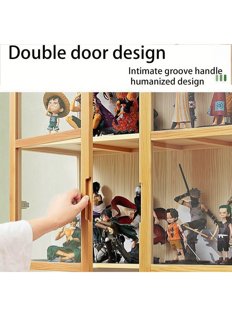 والالا خزانة عرض من الخيزران بخمس طبقات، حافظة عرض شفافة عصرية بسيطة، خزانة تحف، رف عرض زجاجي، رف منظم تخزين منزلي خشبي، خزانة كتب، رف كتب، مع باب نافذة أكريليك مزدوج - Image 3