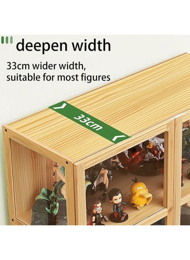 والالا خزانة عرض من الخيزران بخمس طبقات، حافظة عرض شفافة عصرية بسيطة، خزانة تحف، رف عرض زجاجي، رف منظم تخزين منزلي خشبي، خزانة كتب، رف كتب، مع باب نافذة أكريليك مزدوج - Image 5