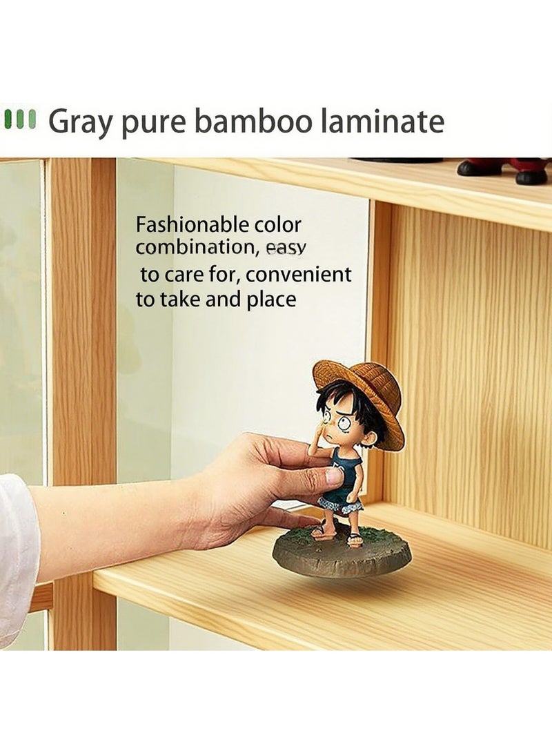 والالا خزانة عرض من الخيزران بخمس طبقات، حافظة عرض شفافة عصرية بسيطة، خزانة تحف، رف عرض زجاجي، رف منظم تخزين منزلي خشبي، خزانة كتب، رف كتب، مع باب نافذة أكريليك مزدوج - Image 4