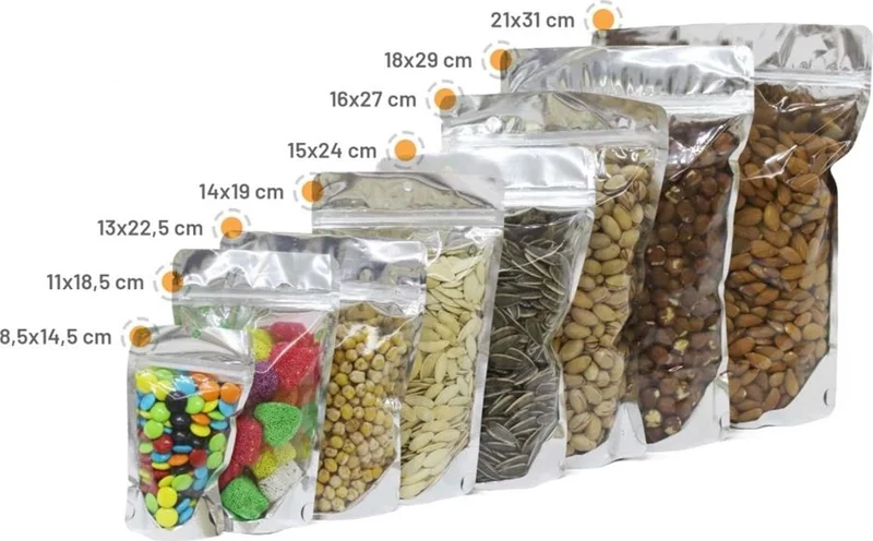 Ambalaj Pazarı Transparent Metalized Doypack 21X31 cm - 100 PIECES