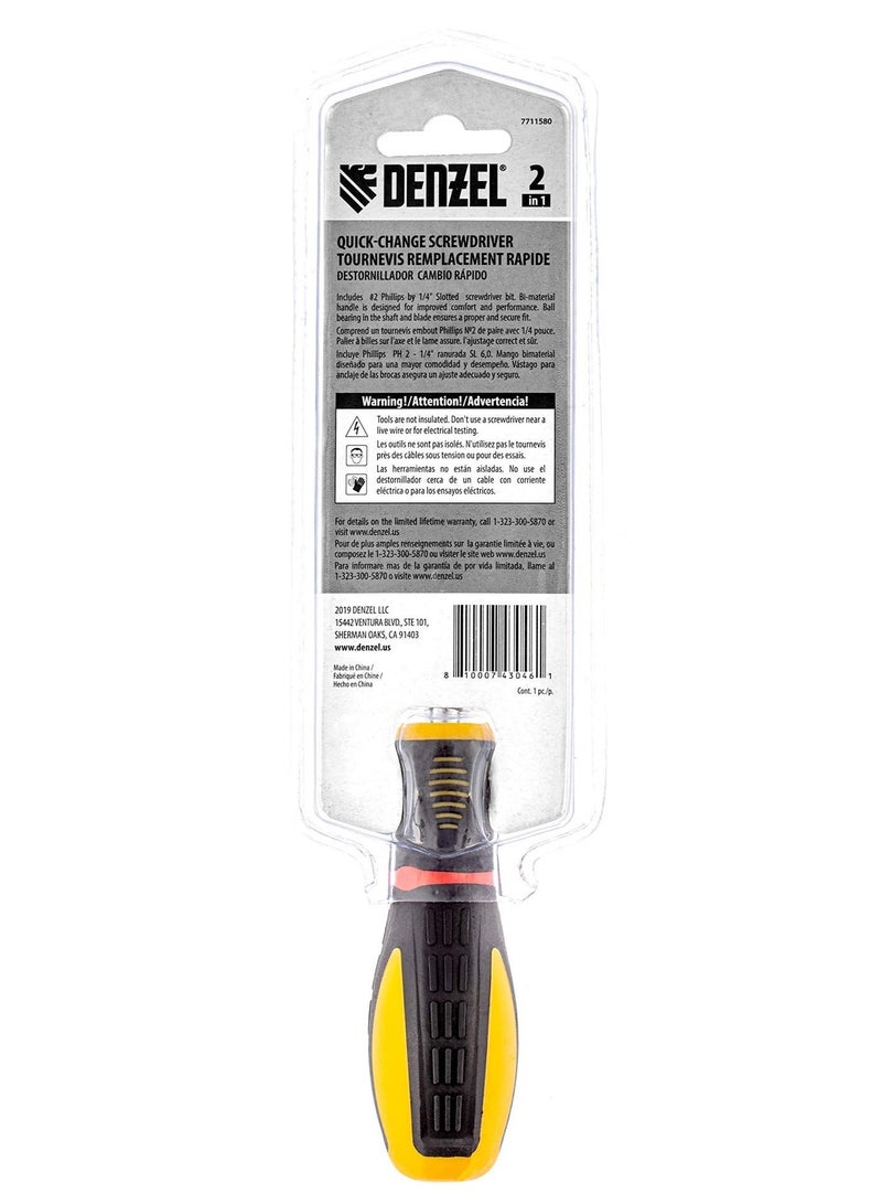 DENZEL Combination Screwdriver Interchangeable bits SL3/16"-PH2 Comfort Grip (7711580) - Image 5