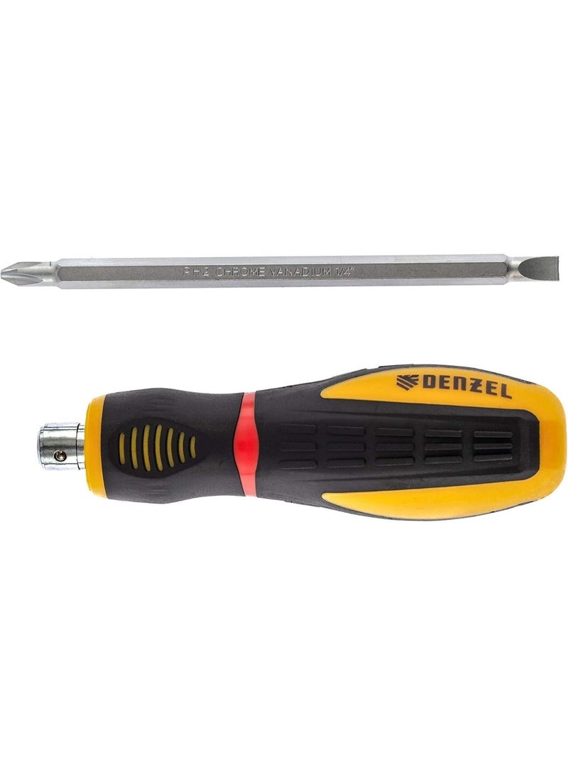 DENZEL Combination Screwdriver Interchangeable bits SL3/16"-PH2 Comfort Grip (7711580) - Image 4