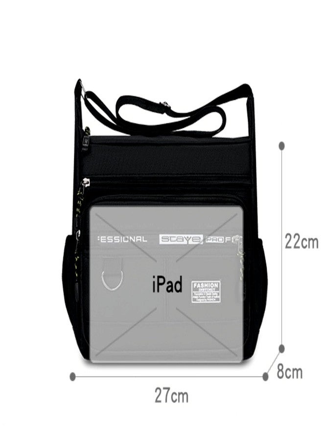 Nispruhay Casual Nylon Messenger Bag Waterproof Wear-resistant Backpack with Zipper Closure Multilayer Pocket Large Capacity Men's Tote Bag (Grey) - Image 2