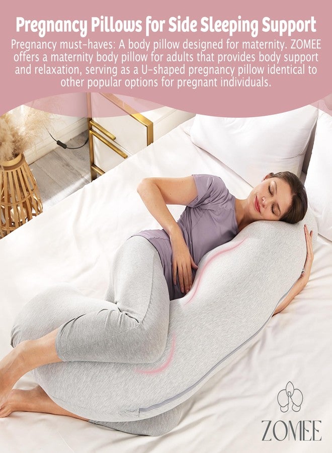 Zomee Comfort Pregnancy Pillow - J Shaped Maternity Pillow for Side Sleeping & Nursing Cozy Support for Neck,Head, Back and Belly, Includes Soft Cover - Image 2