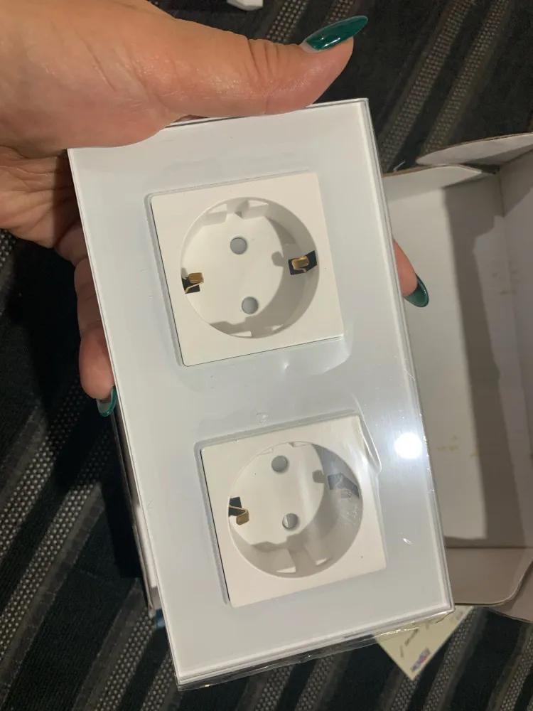 Double socket 2 column frame glass white - Image 2